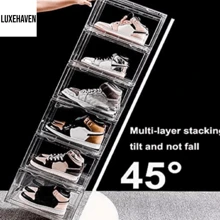 Caja de almacenamiento de zapatos transparente de acrílico, caja de zapatos, organizador de zapatos apilable de plástico transparente,1PZ - Multicolor - Ver 5