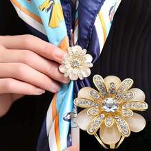 1只高端貓眼三環圍巾扣,多功能創新圍巾扣,口罩/圍兜針,領結夾 - 金色 - 查看 8