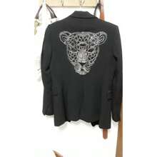 1pc Black Rope Embroidered Leopard Head Design Fabric Patch With Glue - Black - View 4