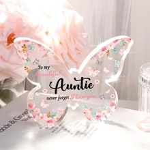 Auntie Gift, Unique Birthday Gift, Or Mother's Day Gift For Auntie, Beautiful Butterfly Shaped Acrylic Plaque, Thoughtful Gift From Nephews And Nieces To Their Auntie, To My Beautiful Auntie Birthday Gifts Graduation - Clear - View 3