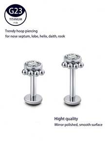 1 件个性化简约 G23 纯钛半透明方形水晶和猫爪形耳钉/耳垂/唇钉/唇钉穿孔首饰，带内螺纹，适合女士 6 毫米/8 毫米 - 銀色 - 查看 9