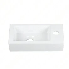 DeerValley DV-1V081R Liberty Wall Mount Sink, Rectangle Mini Vessel Sink,Small Bathroom Cloakroom White Porcelain Ceramic Wash Basin (Right Hand) - trắng - Xem 2