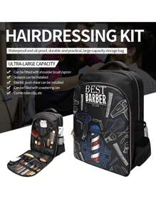 Hairdressing Tool Backpack, Hairstylist Dual-Shoulder Tool Bag With Hairdryer & Electric Clipper Function, Large Capacity Hair Styling Tool Storage Backpack - Multicolor - View 10