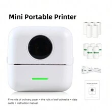 Ai繪畫結合無墨照片標籤打印機,可生成所需圖像進行打印。一鍵卡通化功能,支持秒轉照片成為卡通角色。豐富的圖像素材和標籤模板,適用於打印商品標籤,記錄美好生活時刻,可随時進行打印和粘貼。內置可充電電池,該無墨打印機套裝包括5卷膠粘紙、5卷熱敏紙、一根數據線和一份使用說明書 - 白色 - 查看 10