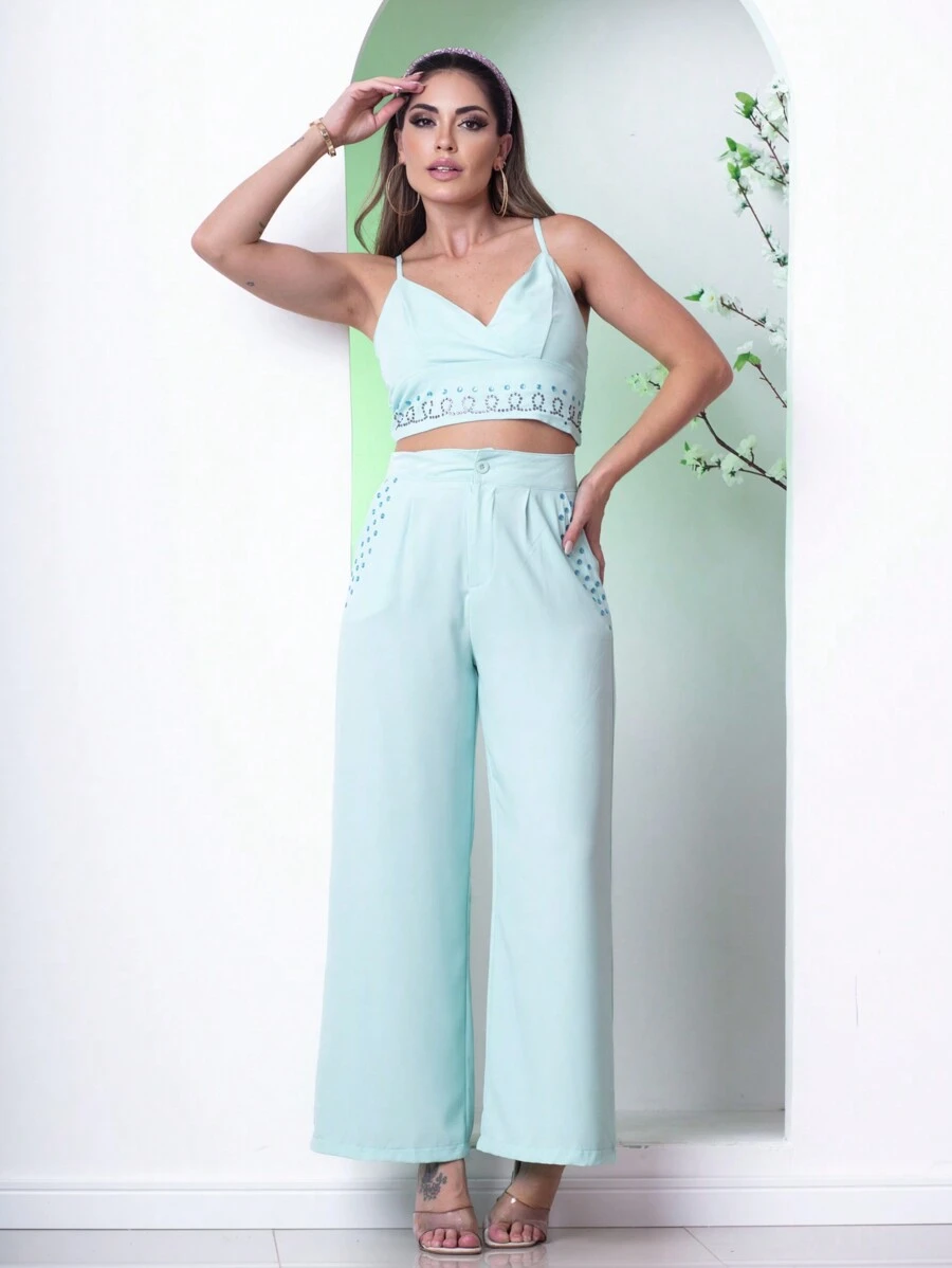 Women Two-Piece Outfits - 淺藍色 - 查看 1