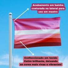 Bandeira Avulsa Orgulho LGBT Cores em Cetim Brilhante Tamanho Pequeno 55cm x 35cm - Parada Gay Desfile Pride Colorida Gêneros Arco Íris LGBTQIAP+ - Lésbica - Visão 4