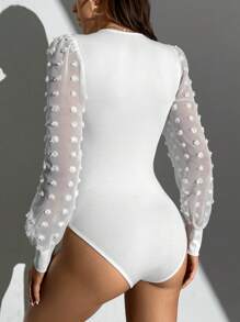 Body Liso De Manga Larga Con Cuello Redondo - Blanco - Ver 3