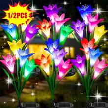 1/2PCS Solar Lily Light, Solar Flowers Lights Garden Stake Outdoor Waterproof 7 Color Changing Solar Garden Lights For Garden Patio Yard Party Wedding Holiday Outdoor Decoration - Multicolor - View 2