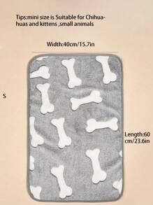 1pc Soft Flannel Grey Pet Blanket With Paw Print & Cute Print For Small And Medium Dogs