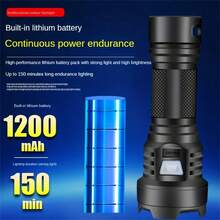 Led高亮手電筒,三種照明模式,usb智能快速充電手電筒,適用於戶外徒步旅行露營釣魚院子探照燈 - 黑色 - 查看 3