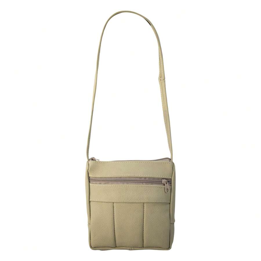 Mariconera Clásica de Piel para Dama - Beis - Ver 1