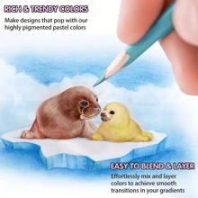 72 支粉彩彩色鉛筆套裝 - 馬卡龍顏色,適合成人著色,軟芯,非常適合分層混合,適合藝術家初學者高級藝術繪圖鉛筆 - 彩色 - 查看 7