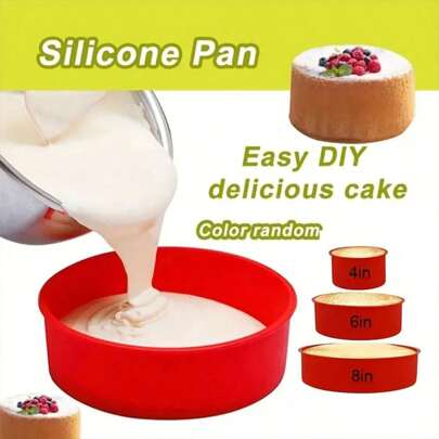 1pc, Cake Pan (''/6''/8'), Baking Cake Mold, Silicone Baking Pan, Oven Accessories, Baking Tools, Kitchen Gadgets, Kitchen Accessories, Home Kitchen Items