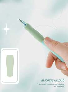 4pcs Heat Erasable Pen, Soft Grip Comfortable Clicker Neutral Pen, Easy Erase Pen For Students (Blue Ink) - Mint Green - View 5