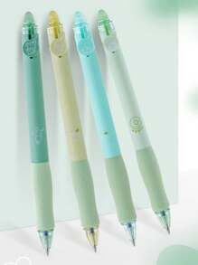 4pcs Heat Erasable Pen, Soft Grip Comfortable Clicker Neutral Pen, Easy Erase Pen For Students (Blue Ink) - Mint Green - View 3