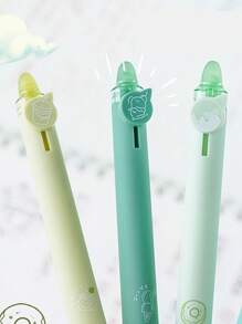 4pcs Heat Erasable Pen, Soft Grip Comfortable Clicker Neutral Pen, Easy Erase Pen For Students (Blue Ink) - Mint Green - View 6