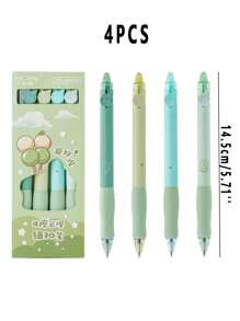 4pcs Heat Erasable Pen, Soft Grip Comfortable Clicker Neutral Pen, Easy Erase Pen For Students (Blue Ink) - Mint Green - View 2