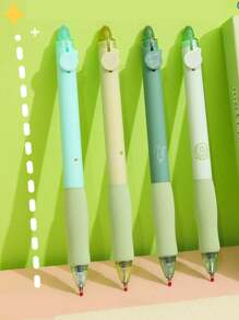 4pcs Heat Erasable Pen, Soft Grip Comfortable Clicker Neutral Pen, Easy Erase Pen For Students (Blue Ink) - Mint Green - View 7
