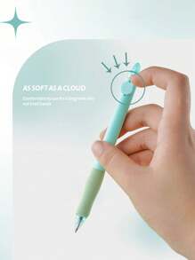 4pcs Heat Erasable Pen, Soft Grip Comfortable Clicker Neutral Pen, Easy Erase Pen For Students (Blue Ink) - Mint Green - View 10