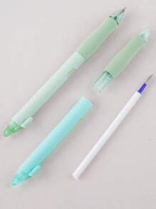 4pcs Heat Erasable Pen, Soft Grip Comfortable Clicker Neutral Pen, Easy Erase Pen For Students (Blue Ink) - Mint Green - View 11