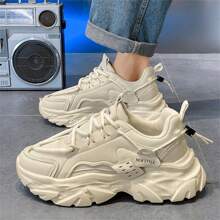 GNVA Men's Winter Casual Sports Chunky Sneakers, Slip-Resistant, Wear-Resistant, Height-Increasing, Fashionable, Suitable For Jeans Active Wear - Beige - View 10