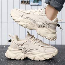 GNVA Men's Winter Casual Sports Chunky Sneakers, Slip-Resistant, Wear-Resistant, Height-Increasing, Fashionable, Suitable For Jeans Active Wear - Beige - View 6