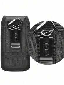 1个装竖款尼龙手机腰带夹，钱包式设计，适用于5.7-6.3英寸手机（XXL），可作腰包使用，防水，适合旅行、度假、圣诞礼物、斜挎包、单肩包、骑行包，黑色，适合徒步旅行、学生使用，大容量，多功能，户外便携，时尚休闲，可作腰包、礼品袋，男士夏季返校季、春季开学用品、男士腰包 - 黑色 - 查看 3