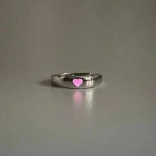 2pcs/Set Adjustable Luminous Heart Shaped Ring Set, Great As Gift For Boyfriend, Girlfriend, Best Friends, Family Members