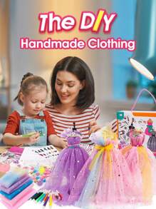 378pcs Gift Box DIY Fashion Design Set, Creative Clothing Design, Girls Apparel & Accessories, Aesthetic Enlightenment & Hands-On Ability Development For Kids