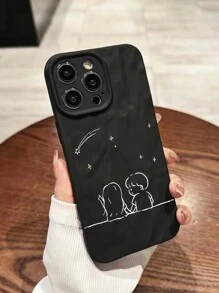 1 Ốp Điện Thoại Tpu Gấp 3D Thời Trang, Họa Tiết Nhăn, Thiết Kế Cặp Đôi Tương Thích Với IPhone Màu Đen Mờ - màu đen - Xem 2