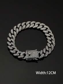 CVNANA 1個時尚冰冷手鍊,嘻哈風格,帶帶有旋轉式美元符號和鑲嵌鑽石裝飾 - 銀色 - 查看 9