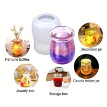 1 Miếng Bình Nhựa Khuôn Silicone , Nhựa epoxy Khuôn silicon , DIY Silicone Chai Khuôn Đối với Bình , Chai lưu trữ , Đồ trang sức Kẹo Thùng đựng hàng , Chậu hoa , Nhà  Đồ trang trí Món quà - trắng - Xem 6