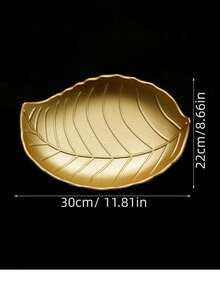 1pc Candy Snack Tray For Living Room Desk Home Decor, Creative Golden Serving Dish Organizer - Gold - View 5