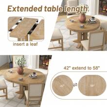 Nestfair 5-Piece Dining Set With Extendable Round Table And 4 Upholstered Chairs