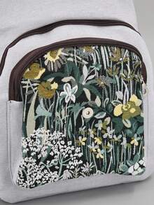 1pc Handmade Woven Tassel Decor Large Capacity Printed Canvas Style Lightweight Backpack Suitable For Women Outdoor And Daily Wear - Light Grey - View 10