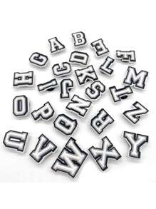 26pcs Letter Series Shoe Charms For Decoration, DIY Accessories (May Have Minor Glue Residue Or Slight Defects On The Back, Which Do Not Affect Normal Use), Cute Shoes Accessories For Spring - Black and White - View 3