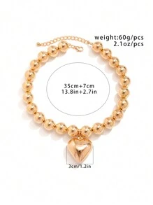 1 件簡約時尚龐克風格 Ccb 串珠項鍊套裝帶心形吊墜、鎖骨鏈項鍊適合女士日常穿著和派對裝扮 - 銀色 - 查看 10