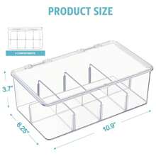 Caja para Té con 8 Compartimentos, Organizador Caja para Bolsas de Té con Tapa Abatible para Proteger el Contenido, Caja de Plástico para Té, Café, Especias, para Despensa, Nevera, Cocina
