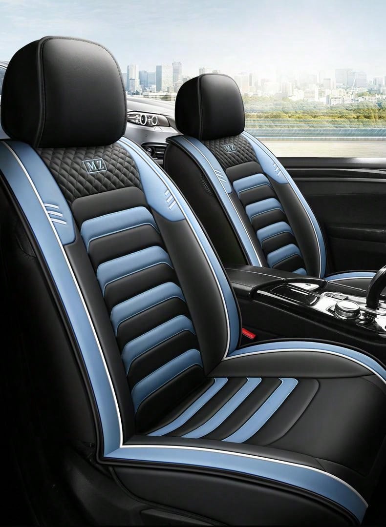 5 Seats Full Set Pu Leather Car Seat Covers, All Seasons Compatible For