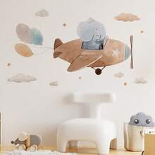 "Elephant Pilot" Removable Wall Sticker For Baby Room Decoration Baby Shower Family Decorations Gifts - Multicolor - View 4