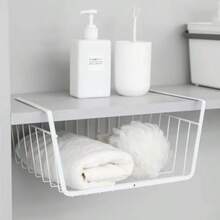 1 szt Biały / Czarny Wiszące Net Kosz Żelazo Materiał Duża pojemność Wiszące Pod szafką Ściana Szafa Kosze do Przechowywania Przyrządy kuchenne