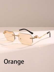 1 pieza Gafas cuadradas de moda para hombre sin marco, accesorios de lentes vintage - Multicolor - Ver 9