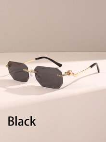 1 pieza Gafas cuadradas de moda para hombre sin marco, accesorios de lentes vintage - Multicolor - Ver 2