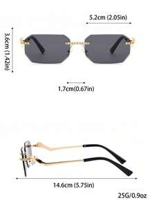 1 pieza Gafas cuadradas de moda para hombre sin marco, accesorios de lentes vintage - Multicolor - Ver 11