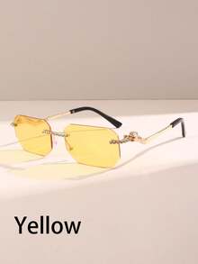 1 pieza Gafas cuadradas de moda para hombre sin marco, accesorios de lentes vintage - Multicolor - Ver 5