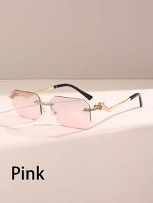 1 pieza Gafas cuadradas de moda para hombre sin marco, accesorios de lentes vintage - Multicolor - Ver 3