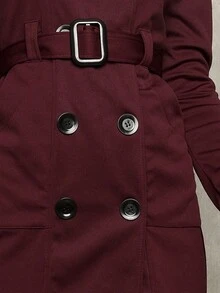 Women Overcoats - 酒紅色 - 查看 3