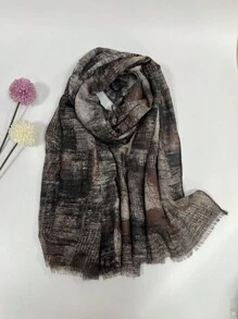 1pc Women's Graffiti Print Scarf For Fall, Versatile Daily Accessory That Goes With Various Outfits - Black - View 3