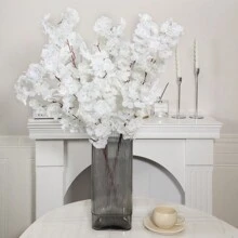 1 件 96 厘米/37.8 英寸人造樱花、梅花、梨花，聚酯纤维材料，适用于圣诞节、万圣节、丰收节、毕业典礼、假植物、秋季装饰、房间、书桌、花园装饰、家居装饰、餐厅装饰、秋千装饰、婚礼装饰、学校宿舍办公室装饰、户外派对节日生日派对装饰、家庭入口酒店餐厅客厅卧室厨房派对装饰 - 白色 - 查看 2