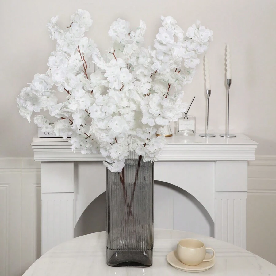 1 件 96 厘米/37.8 英寸人造樱花、梅花、梨花，聚酯纤维材料，适用于圣诞节、万圣节、丰收节、毕业典礼、假植物、秋季装饰、房间、书桌、花园装饰、家居装饰、餐厅装饰、秋千装饰、婚礼装饰、学校宿舍办公室装饰、户外派对节日生日派对装饰、家庭入口酒店餐厅客厅卧室厨房派对装饰